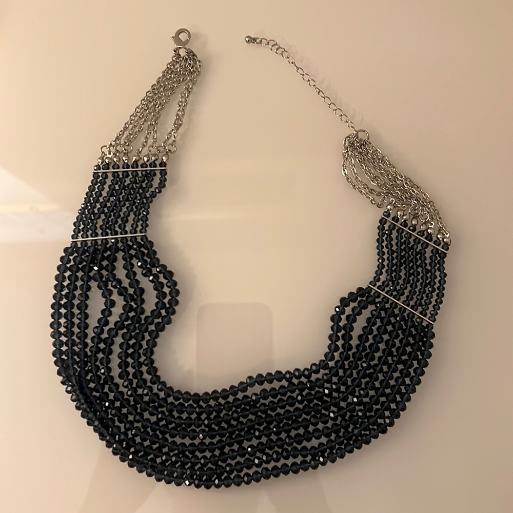 Ladies Navy blue crystal cocktail necklace